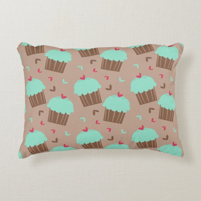 Green Mint Cupcake Decorative Cushion (Front)
