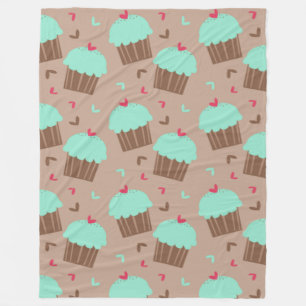 Green Mint Cupcake Fleece Blanket