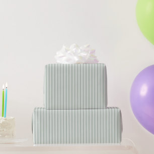 Green Mint Double Stripes Birthday Wrapping Paper