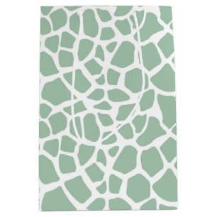 Green Mint Giraffe Print Medium Gift Bag
