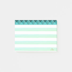 Green Mint Pyramid Shapes & Stripes Post-it Notes