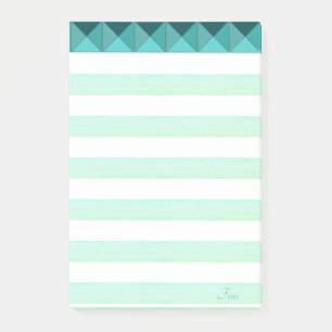 Green Mint Pyramid Shapes & Stripes Post-it Notes