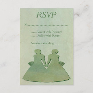 Green Mint Rustic Lesbian Wedding RSVP