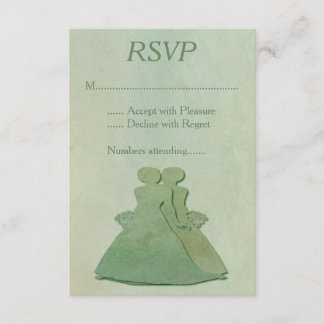 Green Mint Rustic Lesbian Wedding RSVP Card