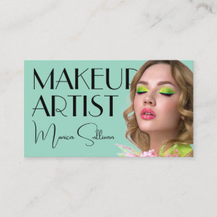 Green mint tone makeup artist business card