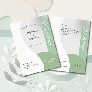 green mint tones simple boho chic wedding invitation