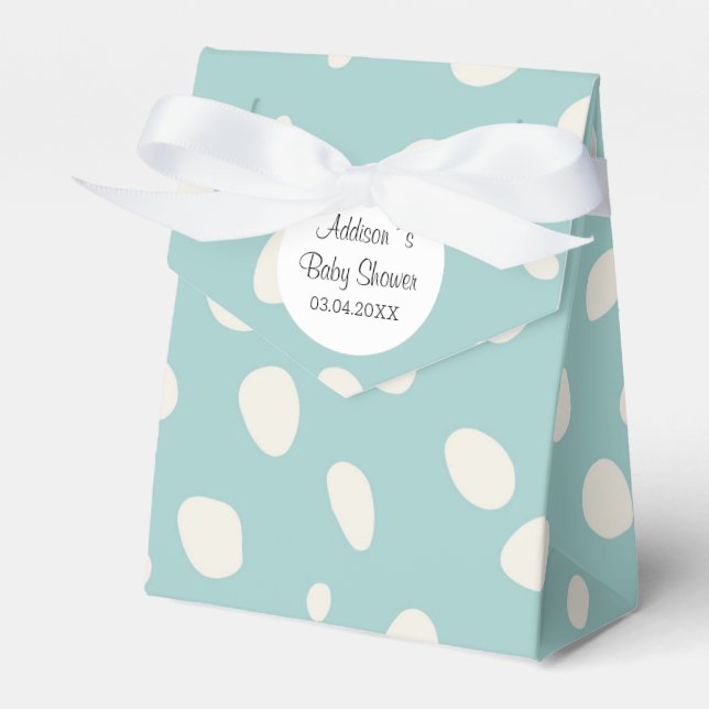 Green-Mint & White Polka Dots Baby Shower Favour Box (Front Side)