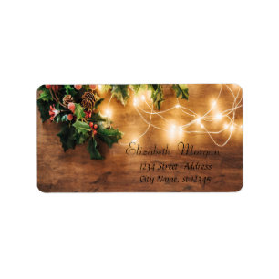 Green Mistletoe,String Lights,Wood Christmas Label