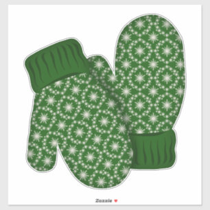 Green Mittens with Snowflakes   Large Christmas