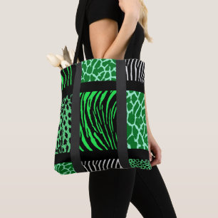 Green Mixed Animal Print Tote Bag