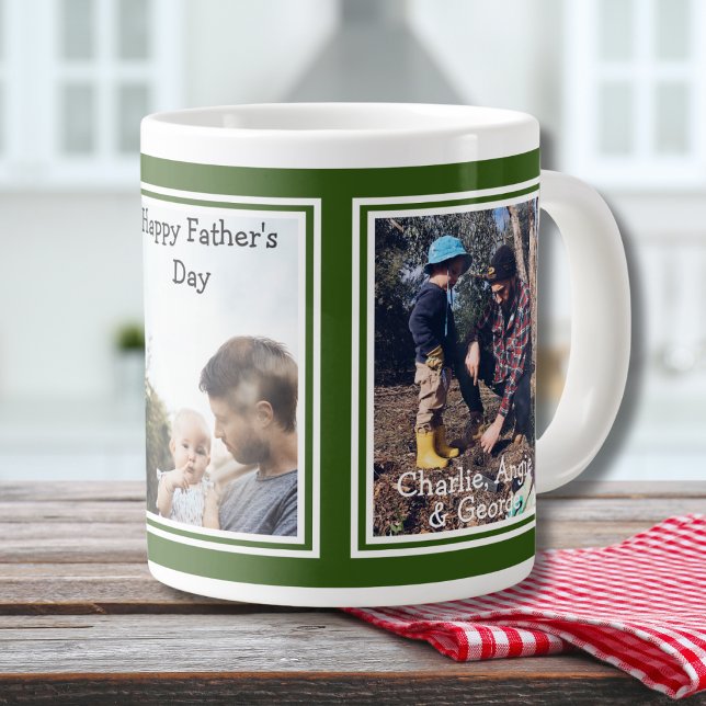 Green Modern 3 Photo Dad Mug (Creator Uploaded)