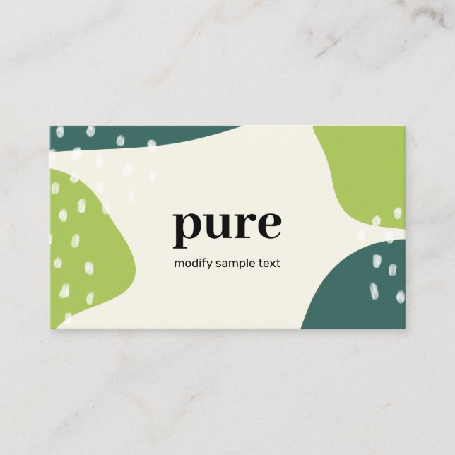 Green Modern Abstract Painted Art Shapes Business Card (Front)