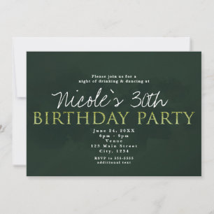 Green Modern Any Age Birthday Party Invitation