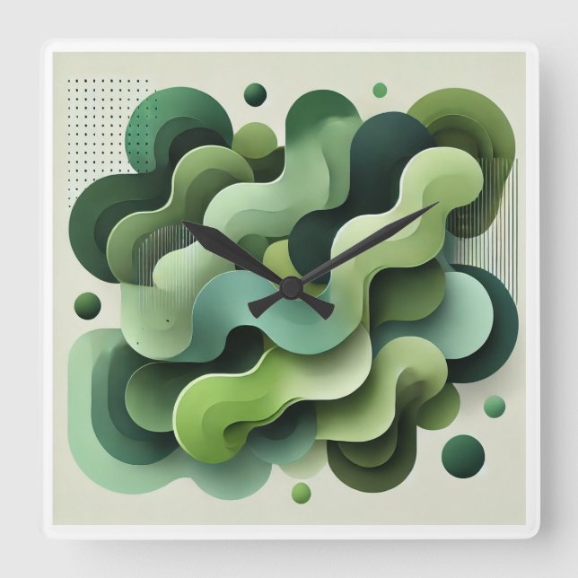 Green modern art deco abstract Wall Clock (Front)