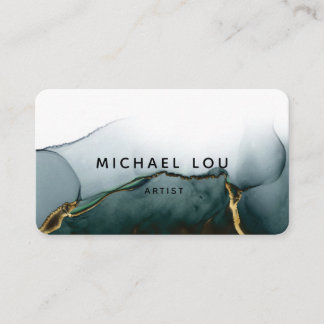 Green Modern Art Liquid Watercolor Business Card