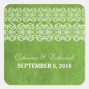 Green Modern Bohemian Wedding Stickers
