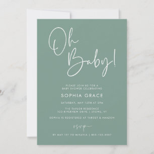 Green Modern Boho Gender Neutral Baby Shower Invitation