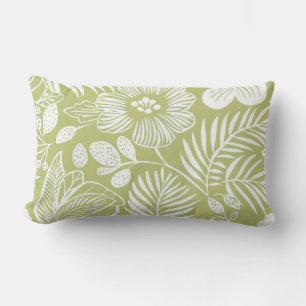 Green Modern Botanical Lumbar Pillow