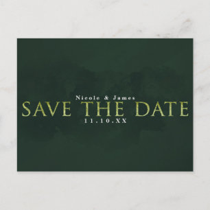 GREEN Modern Chic SAVE THE DATE Wedding Engagement Postcard