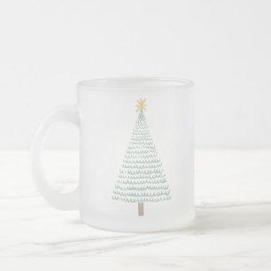 Green modern christmas tree frosted glass coffee mug