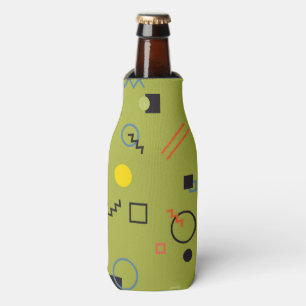 Green, modern, cool, trendy, urban,Memphis pattern Bottle Cooler