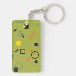 Green, modern, cool, trendy, urban,Memphis pattern Key Ring