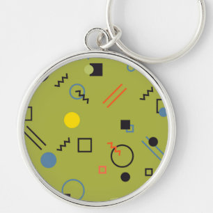 Green, modern, cool, trendy, urban,Memphis pattern Key Ring
