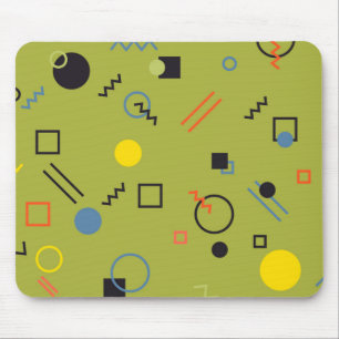 Green, modern, cool, trendy, urban,Memphis pattern Mouse Mat