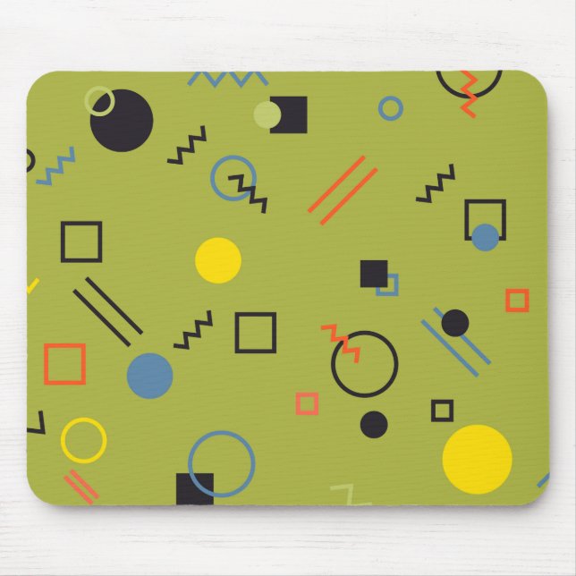 Green, modern, cool, trendy, urban,Memphis pattern Mouse Mat (Front)