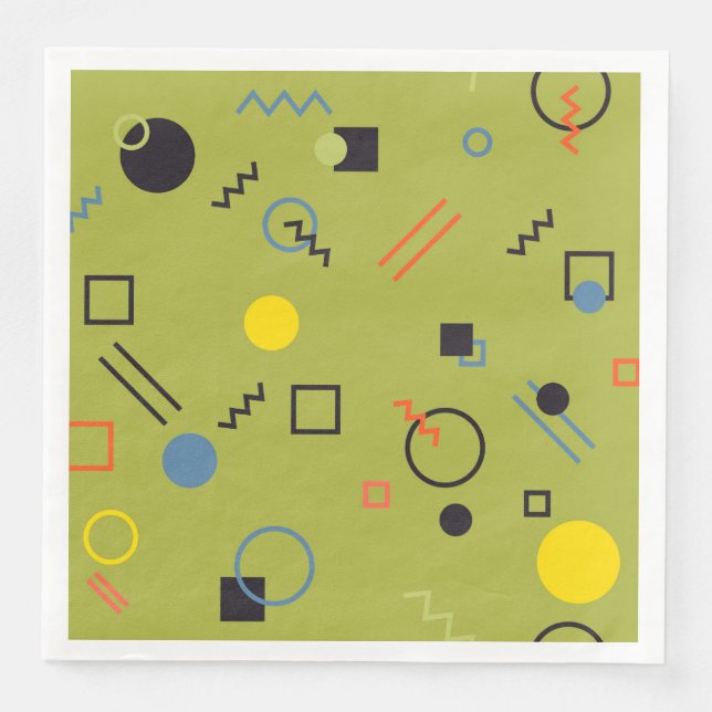 Green, modern, cool, trendy, urban,Memphis pattern Napkin (Front)