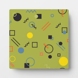 Green, modern, cool, trendy, urban,Memphis pattern Plaque