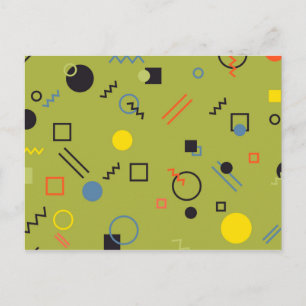 Green, modern, cool, trendy, urban,Memphis pattern Postcard