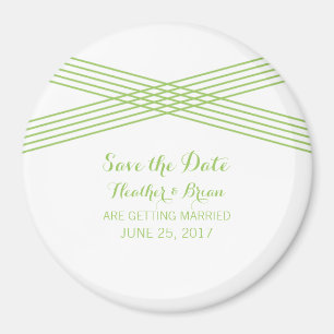 Green Modern Deco Save the Date Magnet