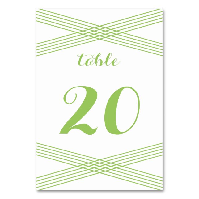 Green Modern Deco Table Card (Front)
