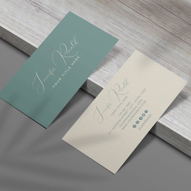 Green Modern Elegant Minimalist Business Card (Creator Uploaded)