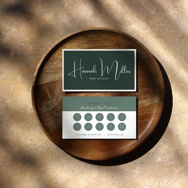 Green | Modern Elegant Minimalist Loyalty  Business Card (Creator Uploaded)