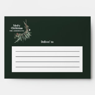 Green modern elegant watercolor botanical rustic envelope