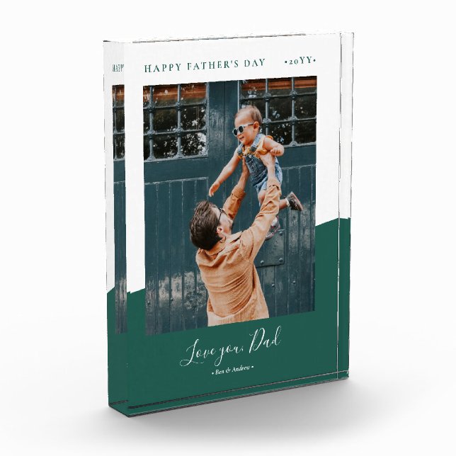 Green | Modern Father's day gift Photo Block (Left)