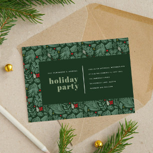 Green Modern Festive Botanical Holiday Party Card