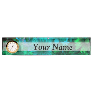 Green modern floral nameplate