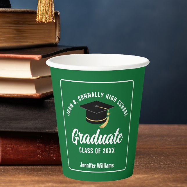 Green Modern Graduate Custom 2025 Graduation Party Paper Cups (Creator Uploaded)