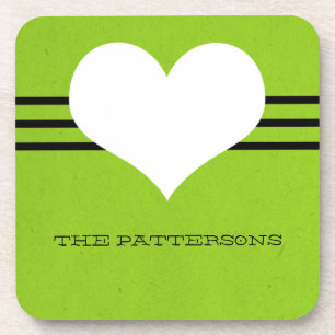 Green Modern Heart Coaster Set