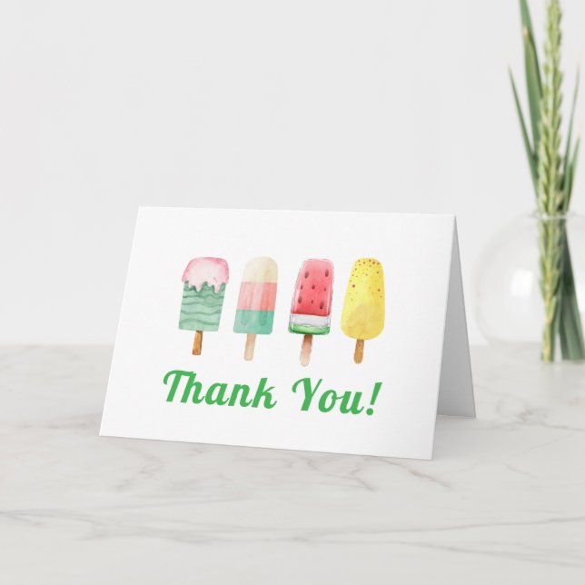 Green Modern Ice Cream Ready To Pop Baby Shower  Thank You Card (Front)