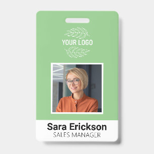 Green Modern ID Card Business Employee Bar Code Badge
