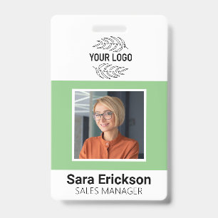 Green Modern ID Card Business Employee QR Badge