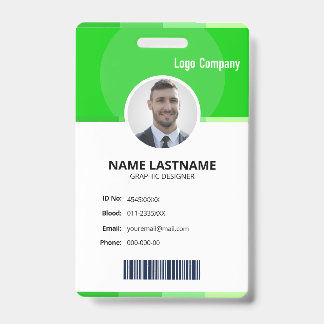 Green Modern ID Identification Card Photo Badge