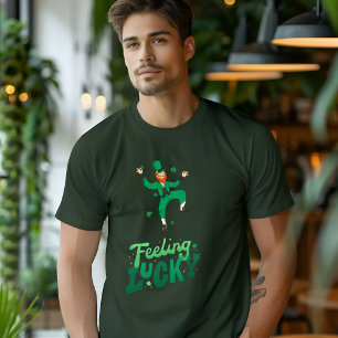 Green Modern Illustration Feeling Lucky T-Shirt