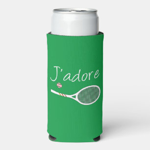 Green Modern J'adore I Love Tennis    Seltzer Can Cooler