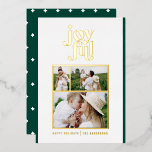 green modern joyful 3 photo  foil holiday