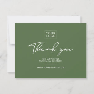 Green Modern Lettering Business Thank You Card